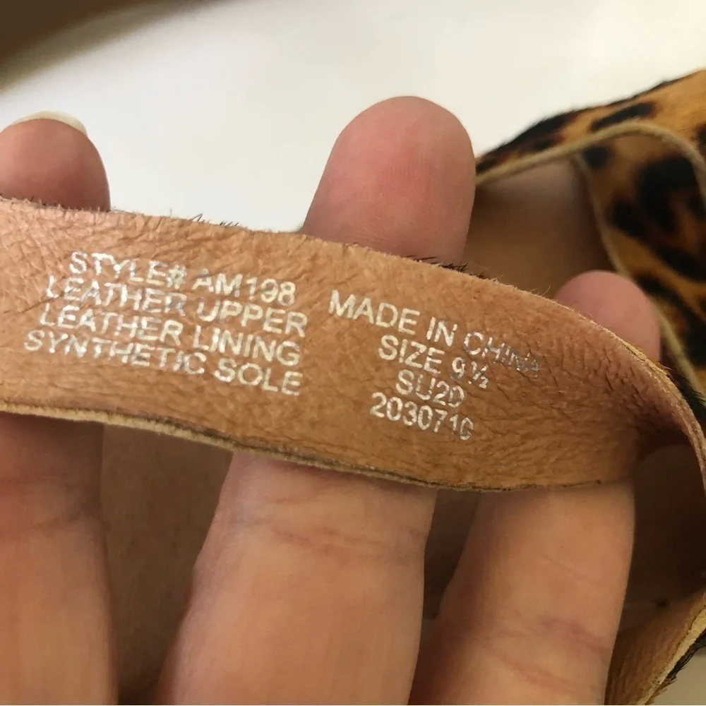 Madewell Malia Asymmetric Leopard Leather Calf Hair Espadrille Sandal Size 91/2
